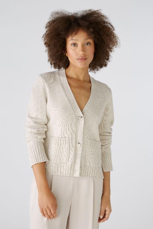 An image of the Oui Cardigan in Light Beige Melange.