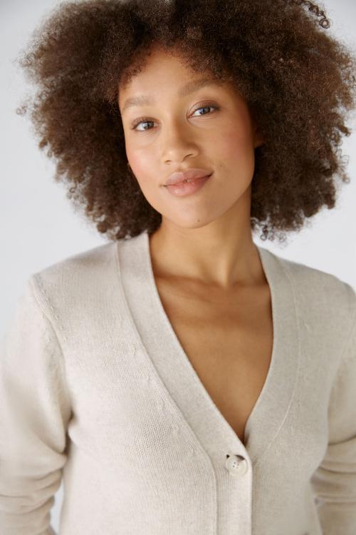 An image of the Oui Cardigan in Light Beige Melange.