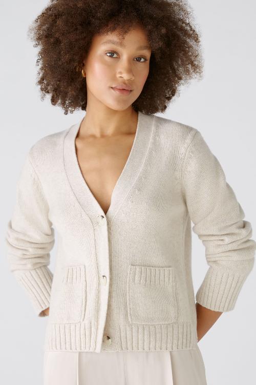 An image of the Oui Cardigan in Light Beige Melange.