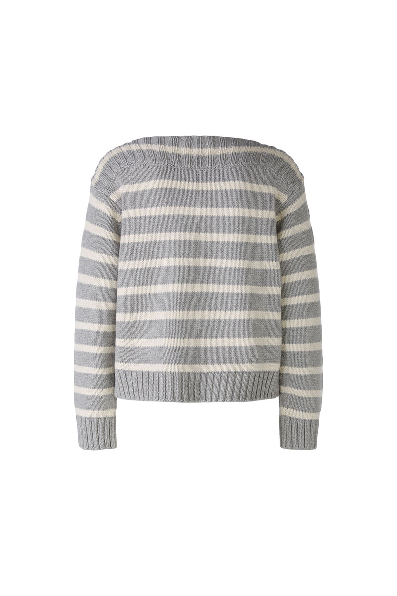 An image of the Oui Ribbed Striped Jumper in Grey Camel.