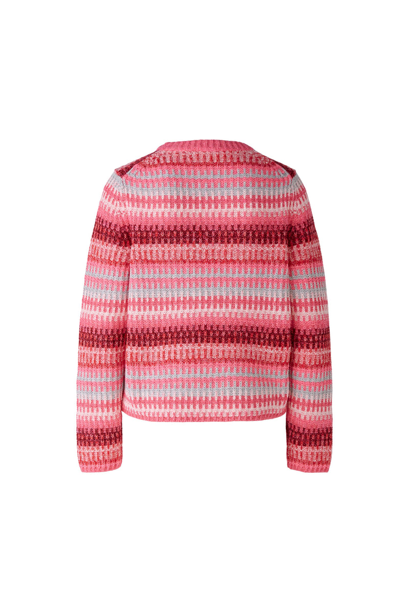 An image of the Oui Striped Jumper in Pink Rose.