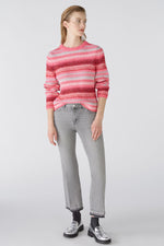 An image of the Oui Striped Jumper in Pink Rose.