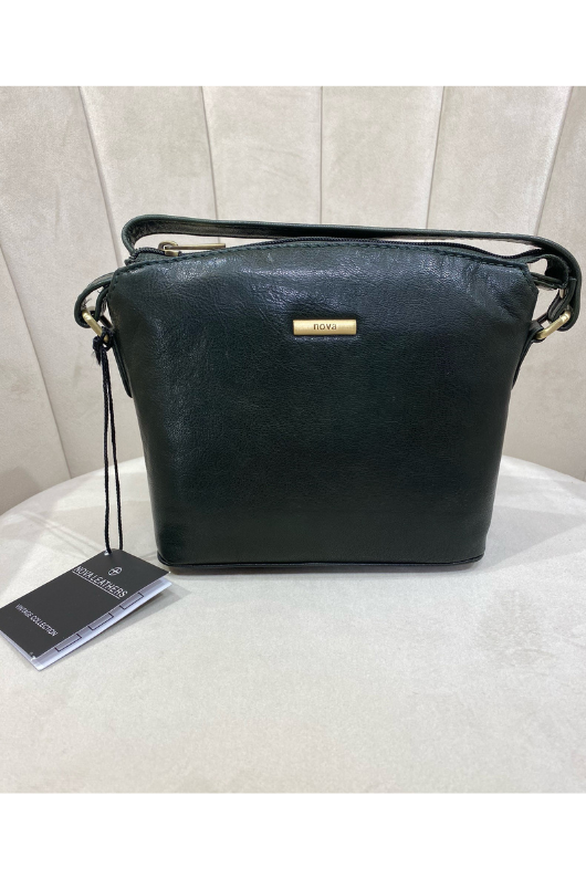 An image of the Nova Leathers Crossbody Bag in Dark Green.