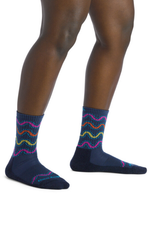 An image of the Darn Tough Wandering Stripe Micro Crew Hiking Socks in Eclipse.