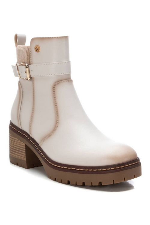 An image of the Xti Heeled Ankle Boots in Beige.