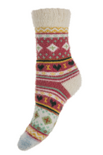 An image of the Joya Socks in Pretty Cream/Pink.