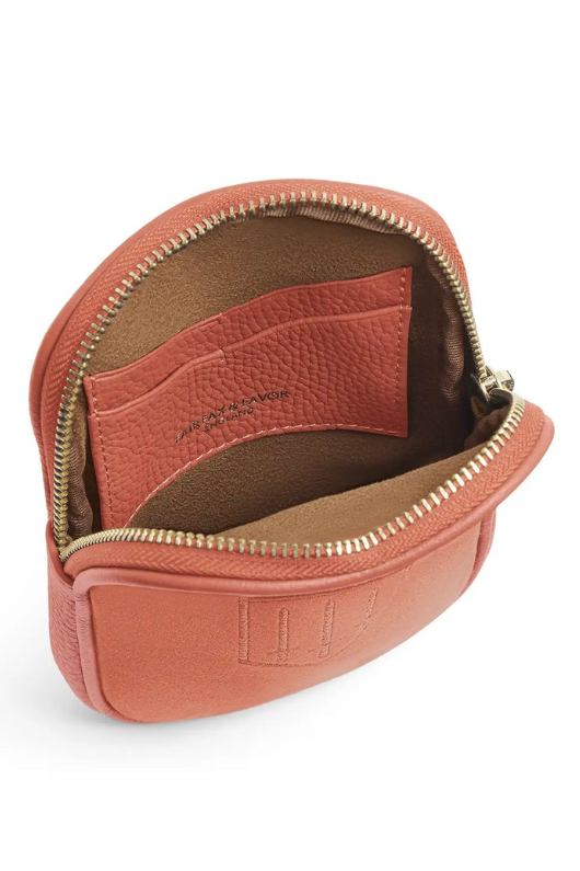 An image of the Fairfax & Favor Mini Finsbury Crossbody Bag in the colour Melon.