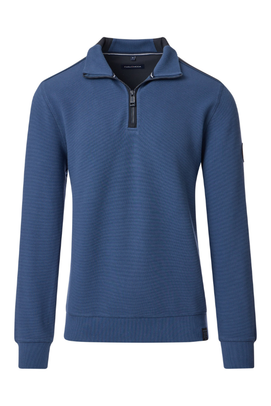 An image of the Casa Moda Half Zip Sweatshirt in Sargasso Sea.