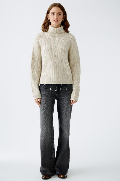 An image of the Oui Sparkle Pullover Jumper in Beige Melange.