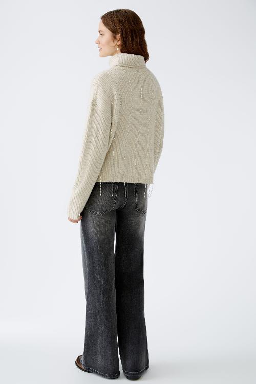 An image of the Oui Sparkle Pullover Jumper in Beige Melange.