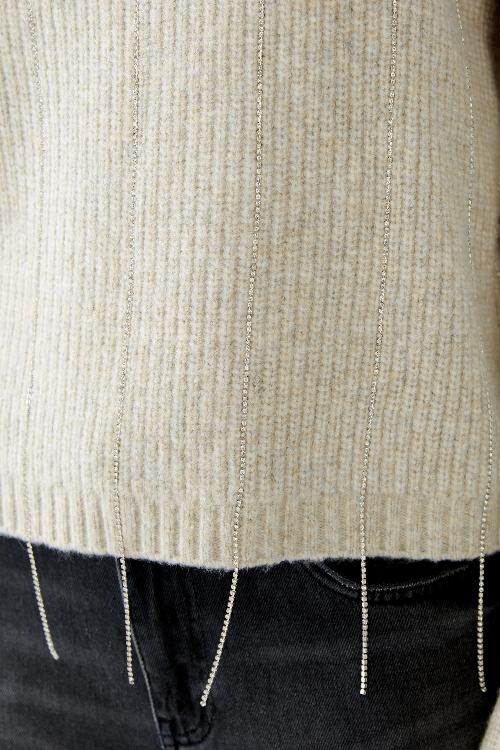 An image of the Oui Sparkle Pullover Jumper in Beige Melange.