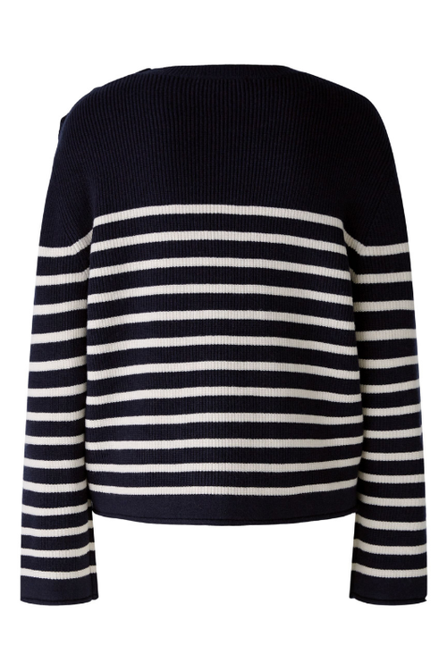 An image of the Oui Striped Jumper in Dark Blue White.