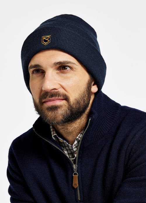 An image of the Dubarry Clonmellon Knitted Beanie in Navy.