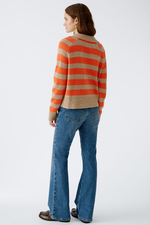 An image of the Oui Striped Jumper in Light Stone Red.