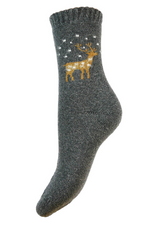 An image of the Joya Socks in Grey Reindeer.