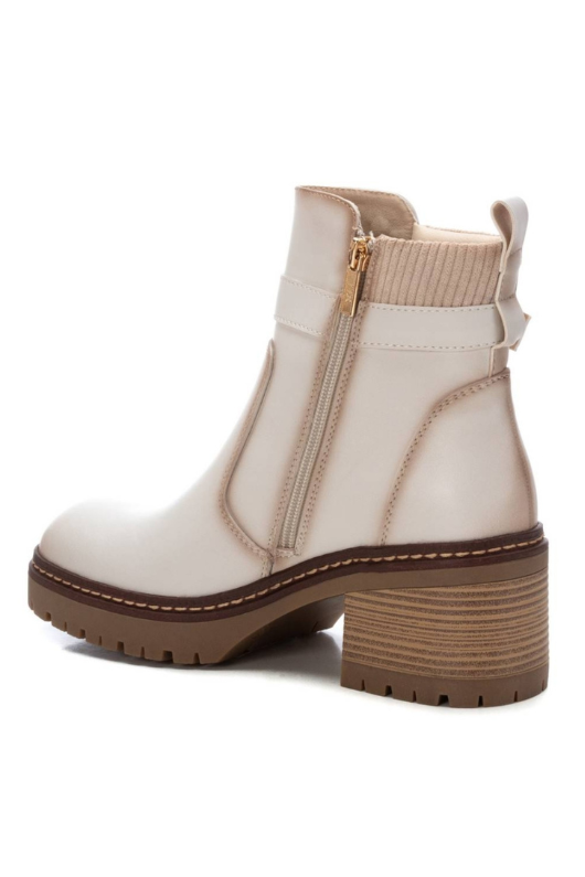 An image of the Xti Heeled Ankle Boots in Beige.