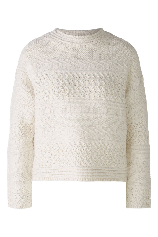 An image of the Oui Cable Knit Jumper in Off White.