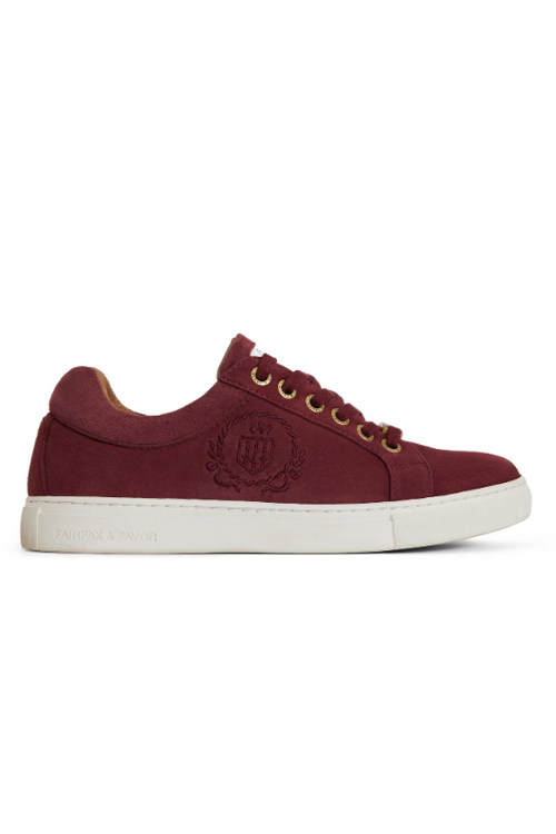 An image of the Fairfax & Favor Richmond Trainers in Ruby Suede.