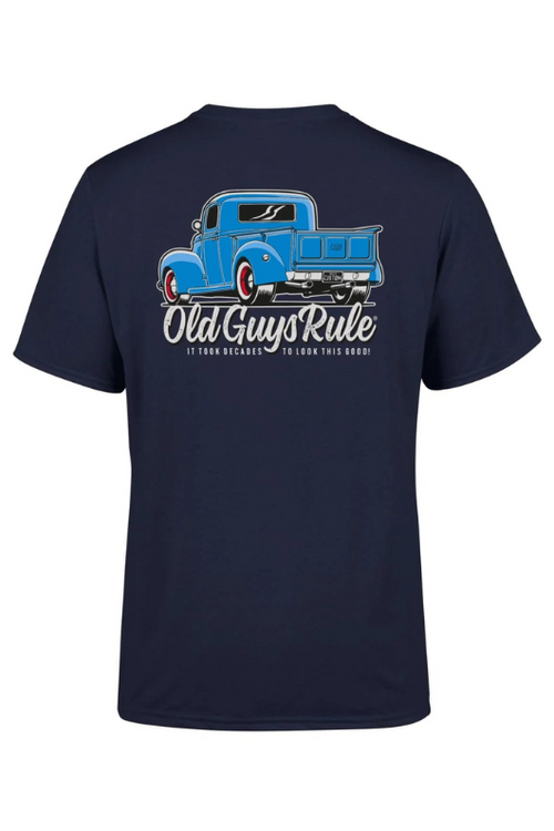 An image of the Old Guys Rule It Took Decades II T-Shirt in Navy.