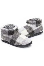 An image of the Bedroom Athletics Neeson Shorter Length Check Sherpa Slipper Boots in Grey Check.