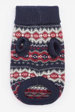 An image of the Barbour Fairisle Dog Jumper in Blue Granite.