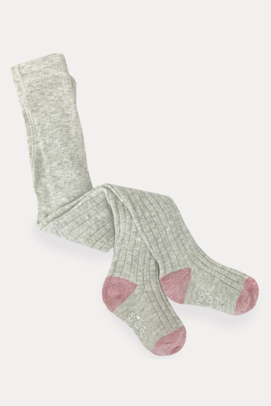 An image of The Little Sock Co Non-Slip Tights in Grey Marl.