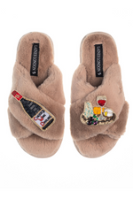 An image of the Laines Of London Classic Slippers with Cheese & Wine in Toffee.