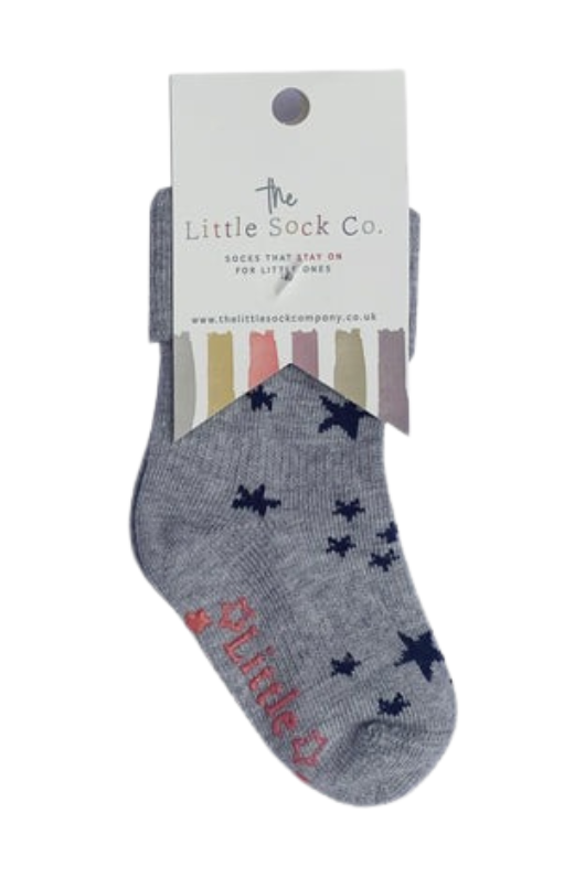 An image of The Little Sock Co Grey Star Non-Slip Socks.