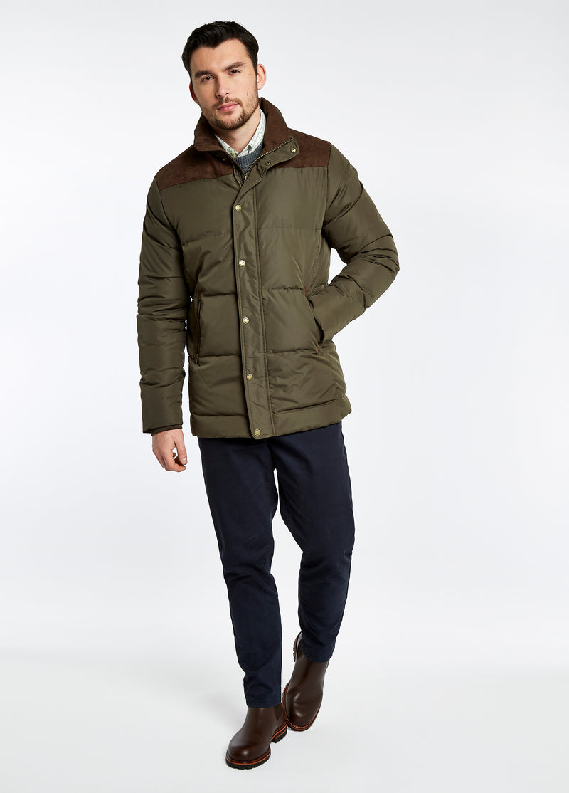 An image of the Dubarry Talbot Down Filled Jacket in Olive.