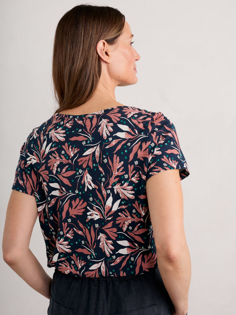 An image of the Seasalt Appletree T-Shirt in Seaweed Swirl Maritime.