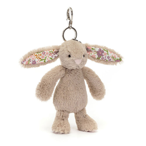 An image of the Jellycat Jellycat Blossom Beige Bunny 'Petal' Bag Charm