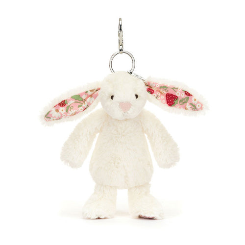 An image of the Jellycat Jellycat Blossom Cream Bunny 'Berry' Bag Charm