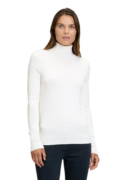 An image of the Betty Barclay Polo Neck Jumper in Off White.