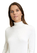 An image of the Betty Barclay Polo Neck Jumper in Off White.