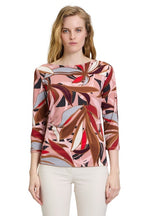 An image of the Betty Barclay Printed Top in Rose/Brown.