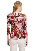 An image of the Betty Barclay Printed Top in Rose/Brown.