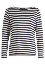 An image of the Betty Barclay Striped Top in Beige/Dark Blue.