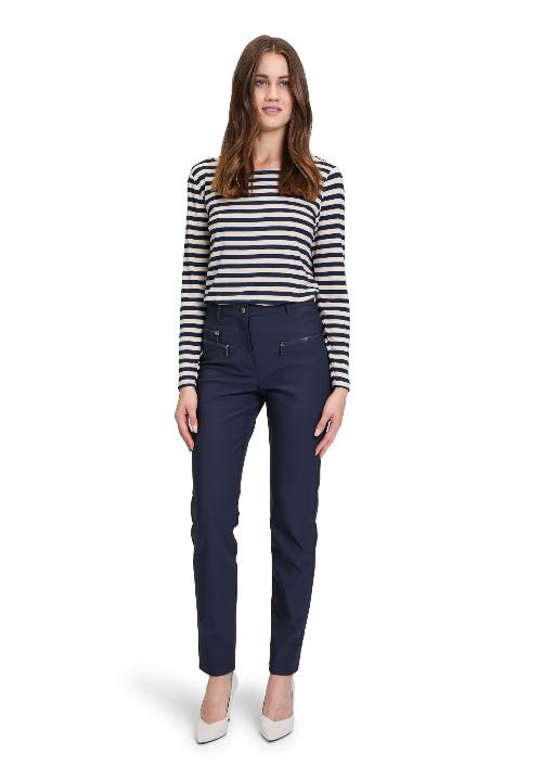 An image of the Betty Barclay Striped Top in Beige/Dark Blue.