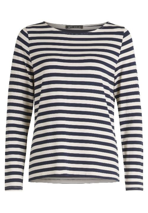 An image of the Betty Barclay Striped Top in Beige/Dark Blue.