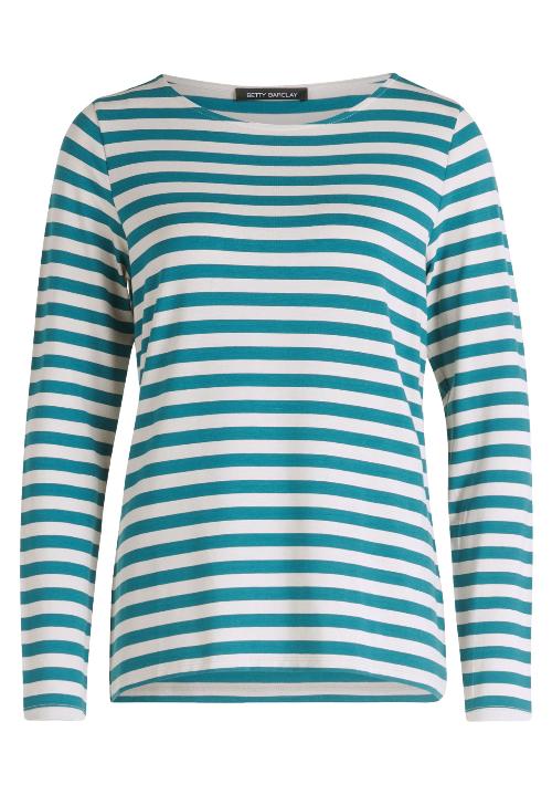 An image of the Betty Barclay Striped Top in Beige/Petrol.