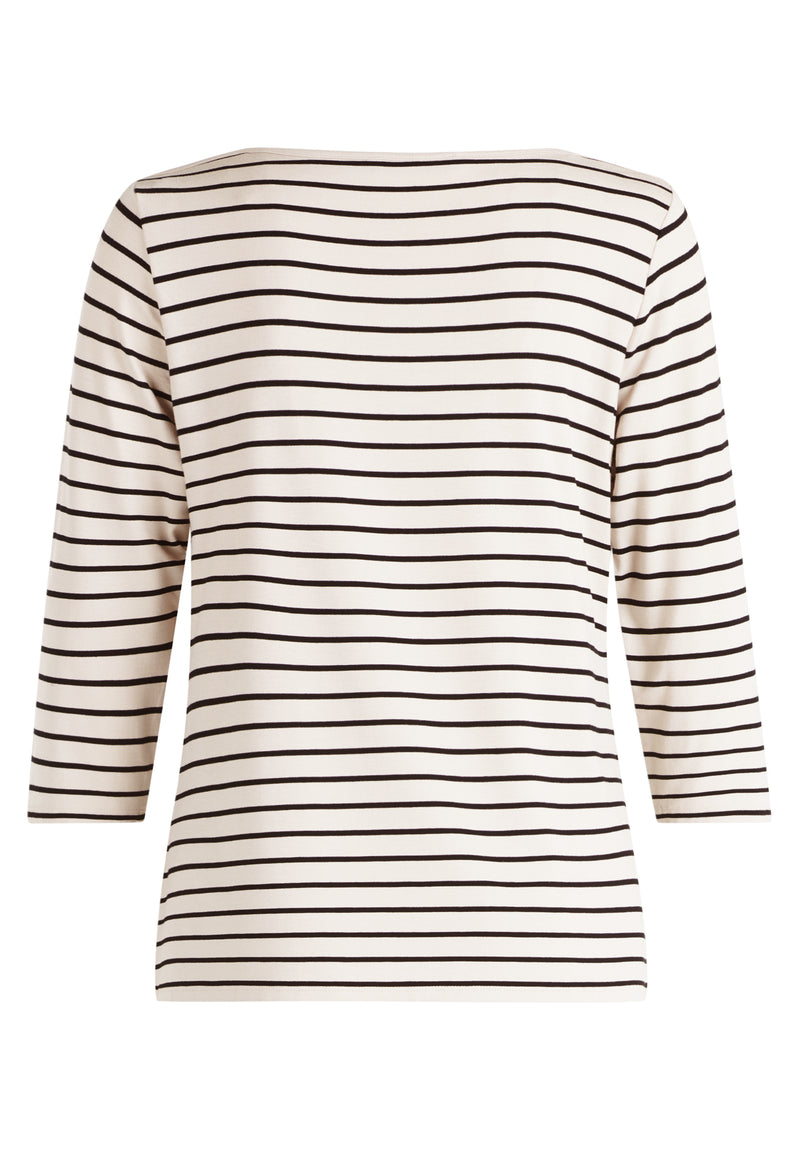 An image of the Betty Barclay Striped Top in Beige/Black.