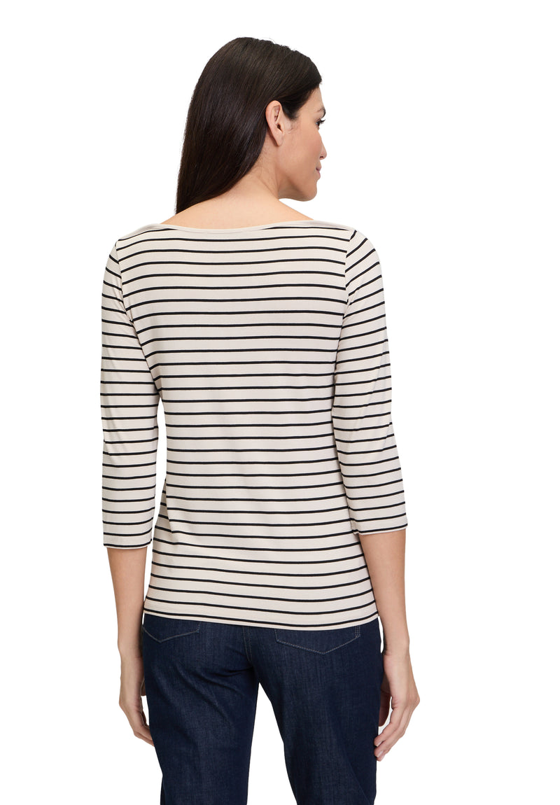 An image of the Betty Barclay Striped Top in Beige/Black.