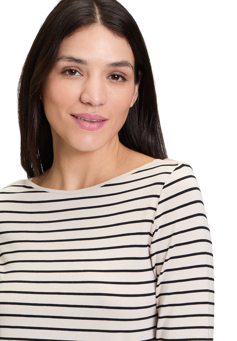 An image of the Betty Barclay Striped Top in Beige/Black.