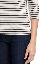 An image of the Betty Barclay Striped Top in Beige/Black.