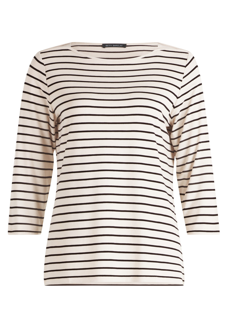 An image of the Betty Barclay Striped Top in Beige/Black.