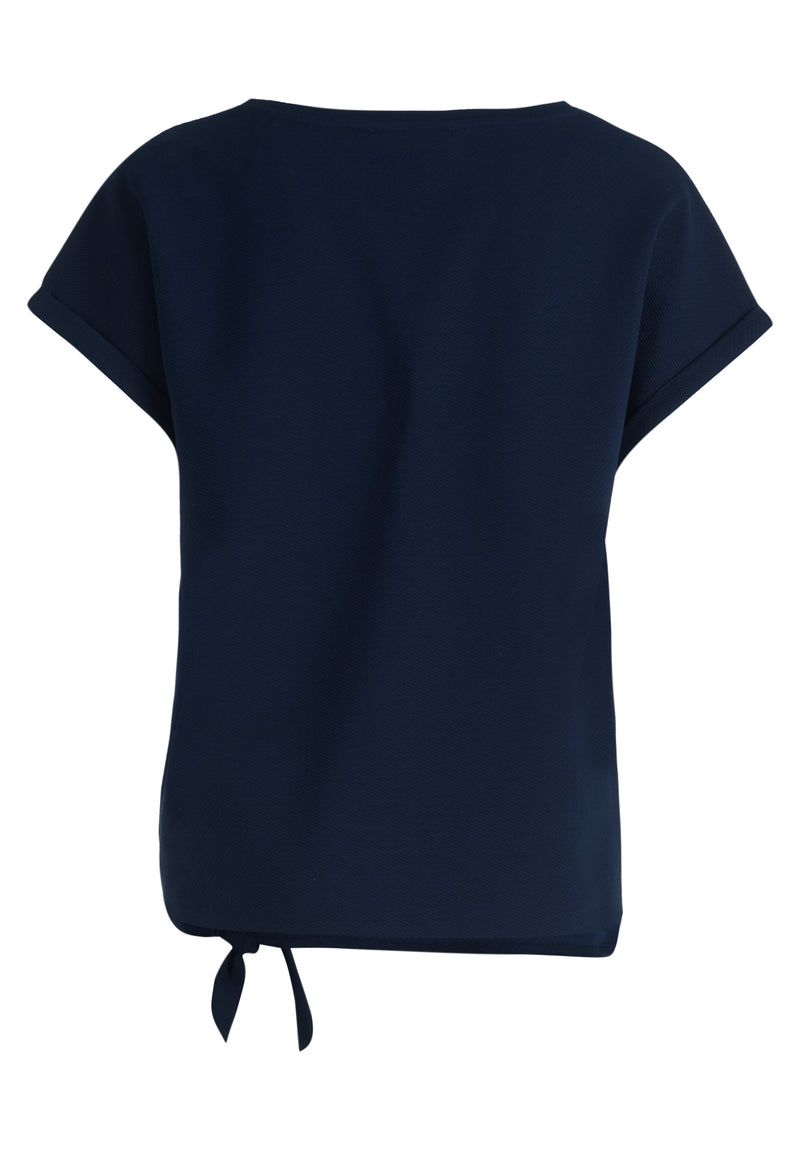 An image of the Betty Barclay Tie Detail Top in Dark Sky.