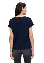 An image of the Betty Barclay Tie Detail Top in Dark Sky.