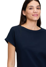 An image of the Betty Barclay Tie Detail Top in Dark Sky.