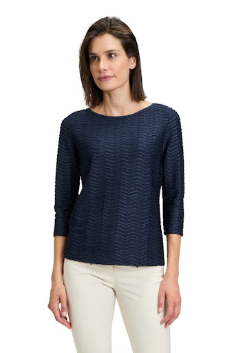 An image of the Betty Barclay Structured Shirt With Boat Neck in Dark Sky.