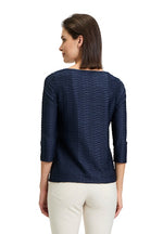 An image of the Betty Barclay Structured Shirt With Boat Neck in Dark Sky.